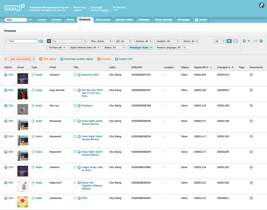 MMP Products List